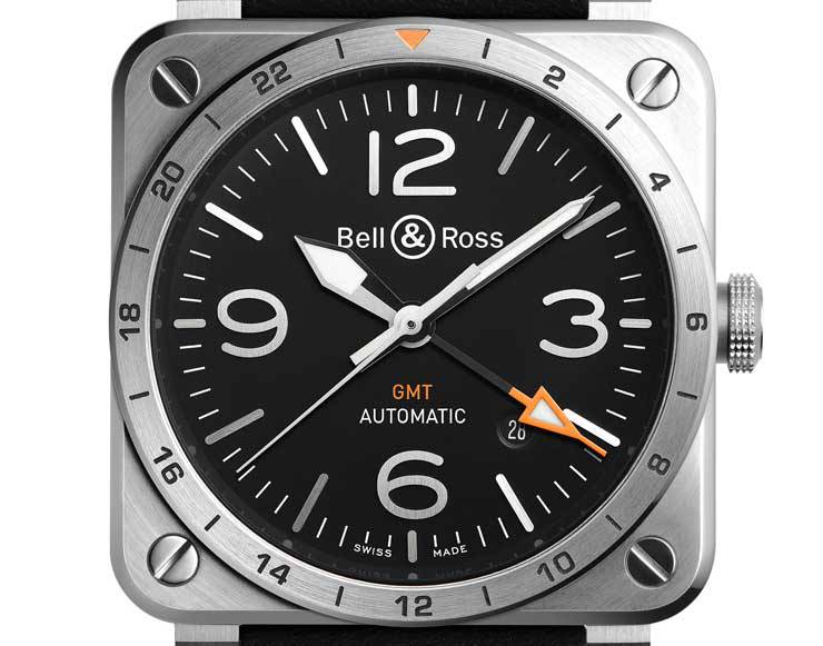 Replik zum niedrigsten Preis Neue Variante mit 2.Zeitzone: Bell & Ross BR-03-93 GMT